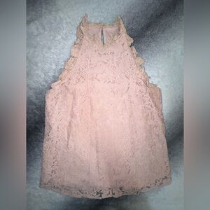 Sugar + Lips Blush Pink Lace Dressy Cute Halter‎ Blouse Top Shirt XS X Small 0 2
